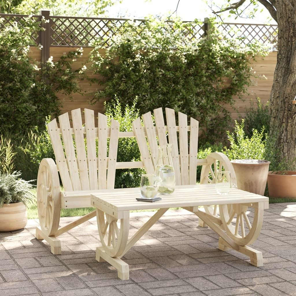 Garden lounge set natural wood solid fir wood medium durable