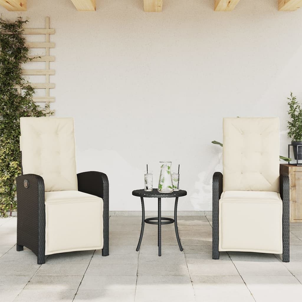 Reclining garden chair set of 2 black pe rattan standard