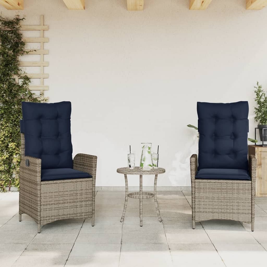 Reclining garden chair gray, navy blue