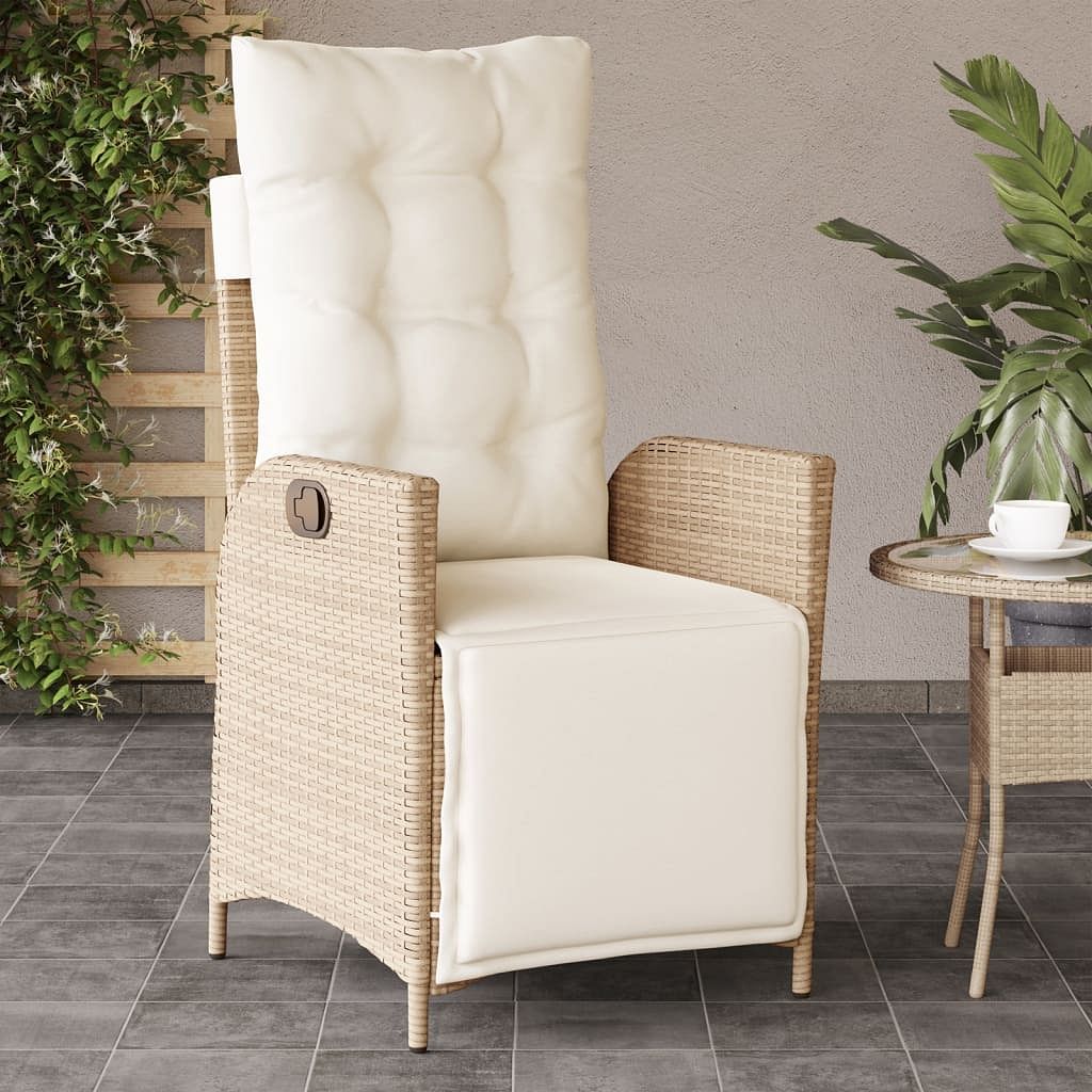 Reclining garden chair beige