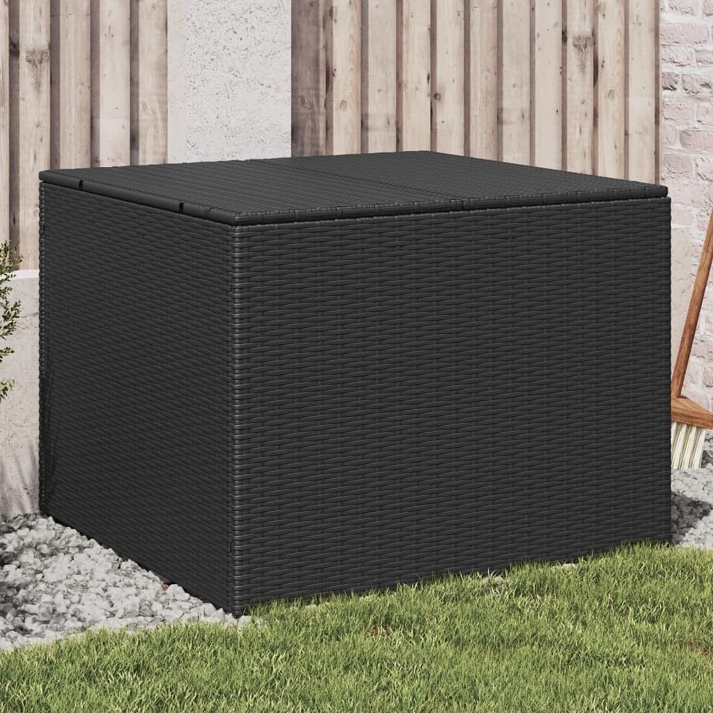 Garden storage box black poly rattan medium storage