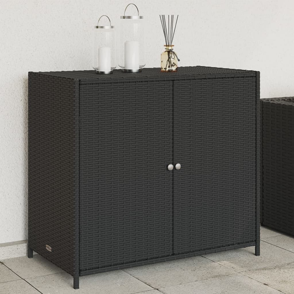 Garden storage cabinet black pe rattan medium durable