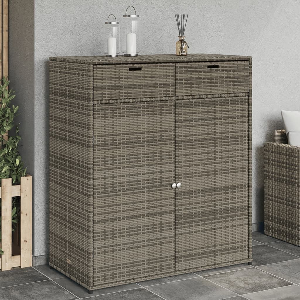 Garden storage cabinet grey pe rattan large durable