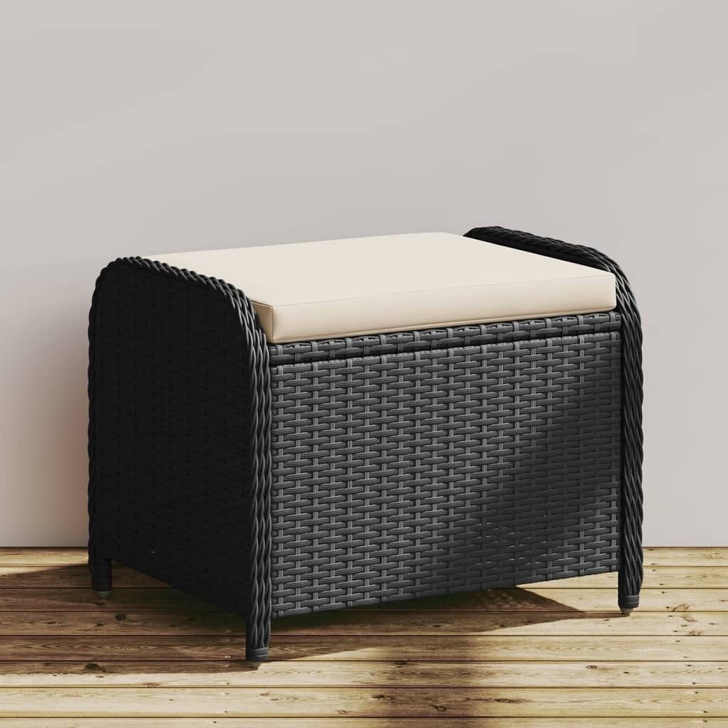 Garden stool black pe rattan 22.8 x 18.1 x 18.1 in