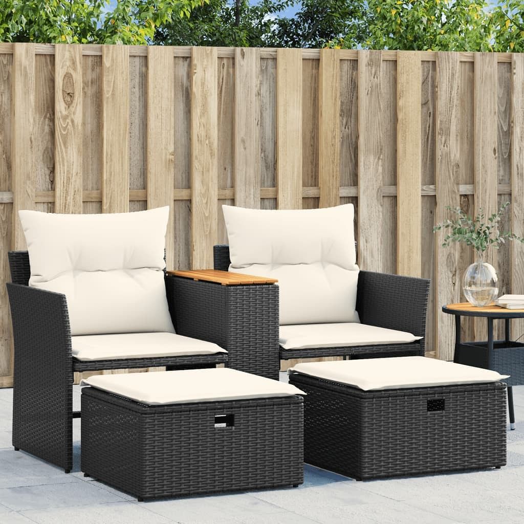 Garden sofa black pe rattan standard adjustable feet