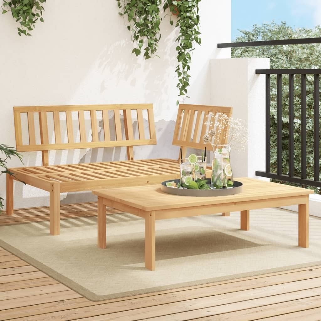 Pallet sofa set natural wood solid acacia wood 52.4x36.2x27.2 in