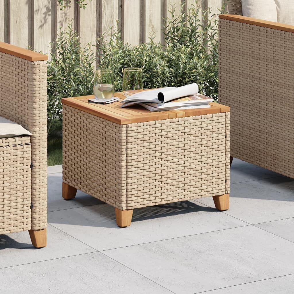 Garden table beige and brown pe rattan medium