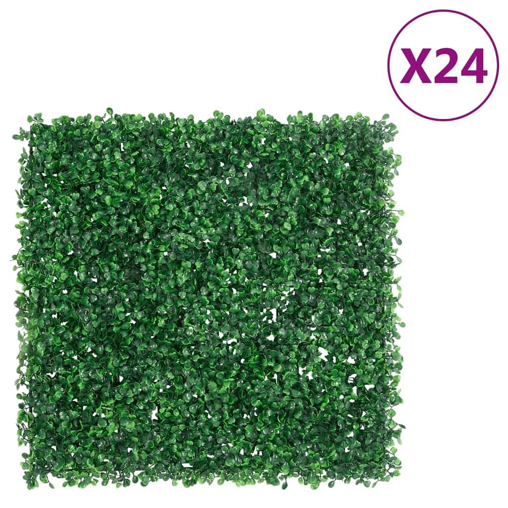 Artificial shrub leaf fence set of 24 green polyethylene medium