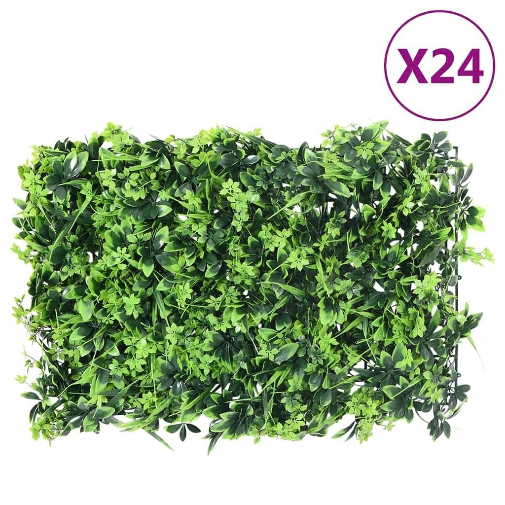 Artificial leaf fence set of 24 green polyethylene 15.7 x 23.6 in