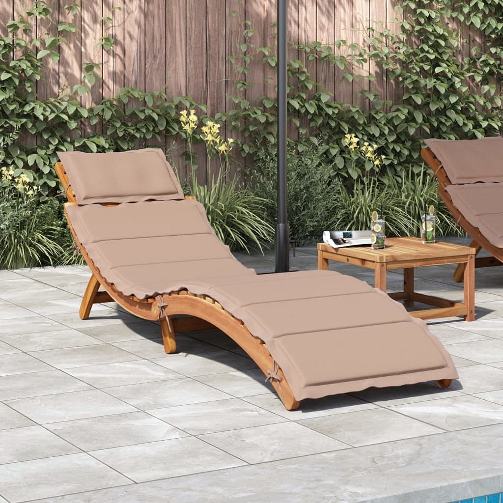 Sunlounger taupe solid acacia wood with a natural oil finish