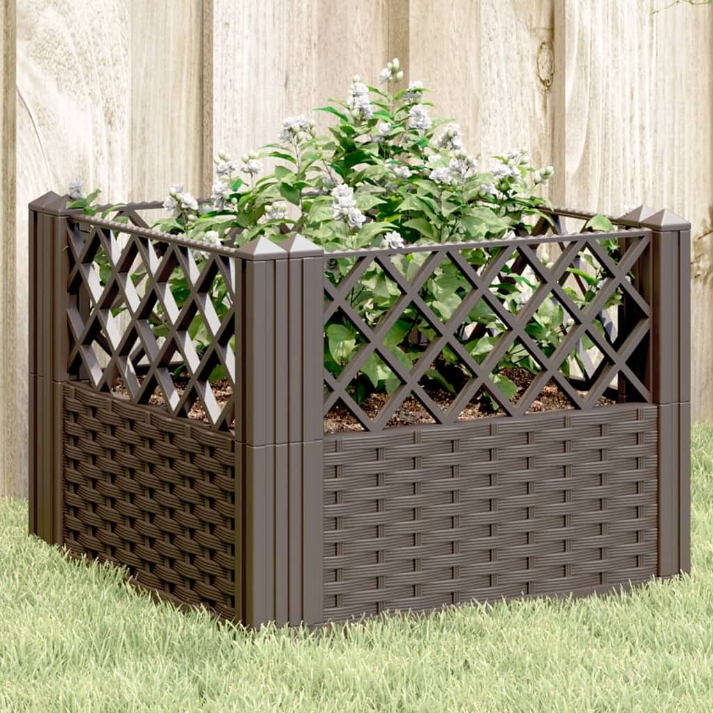 Garden planter brown polypropylene 17.1 in modular