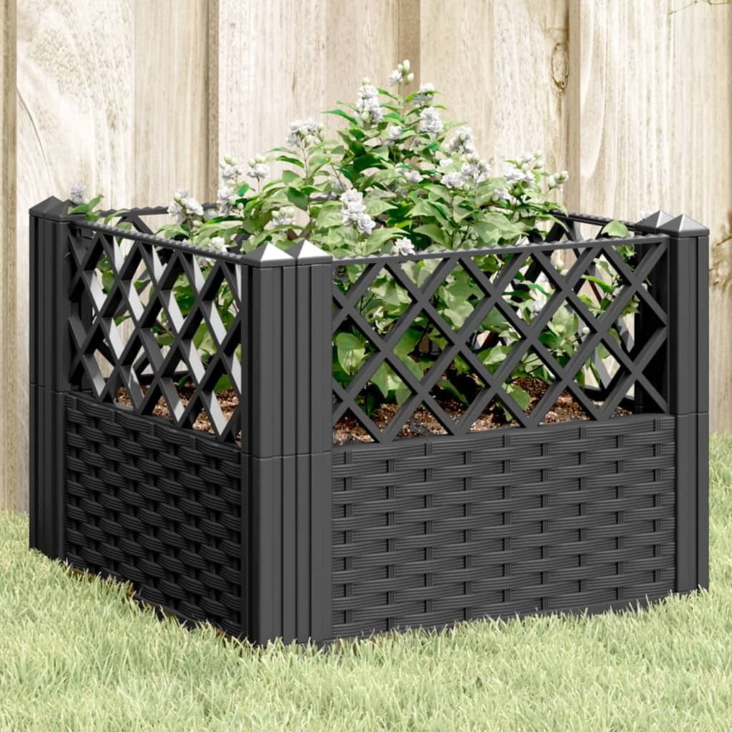 Garden planter black polypropylene 17.1 in modular