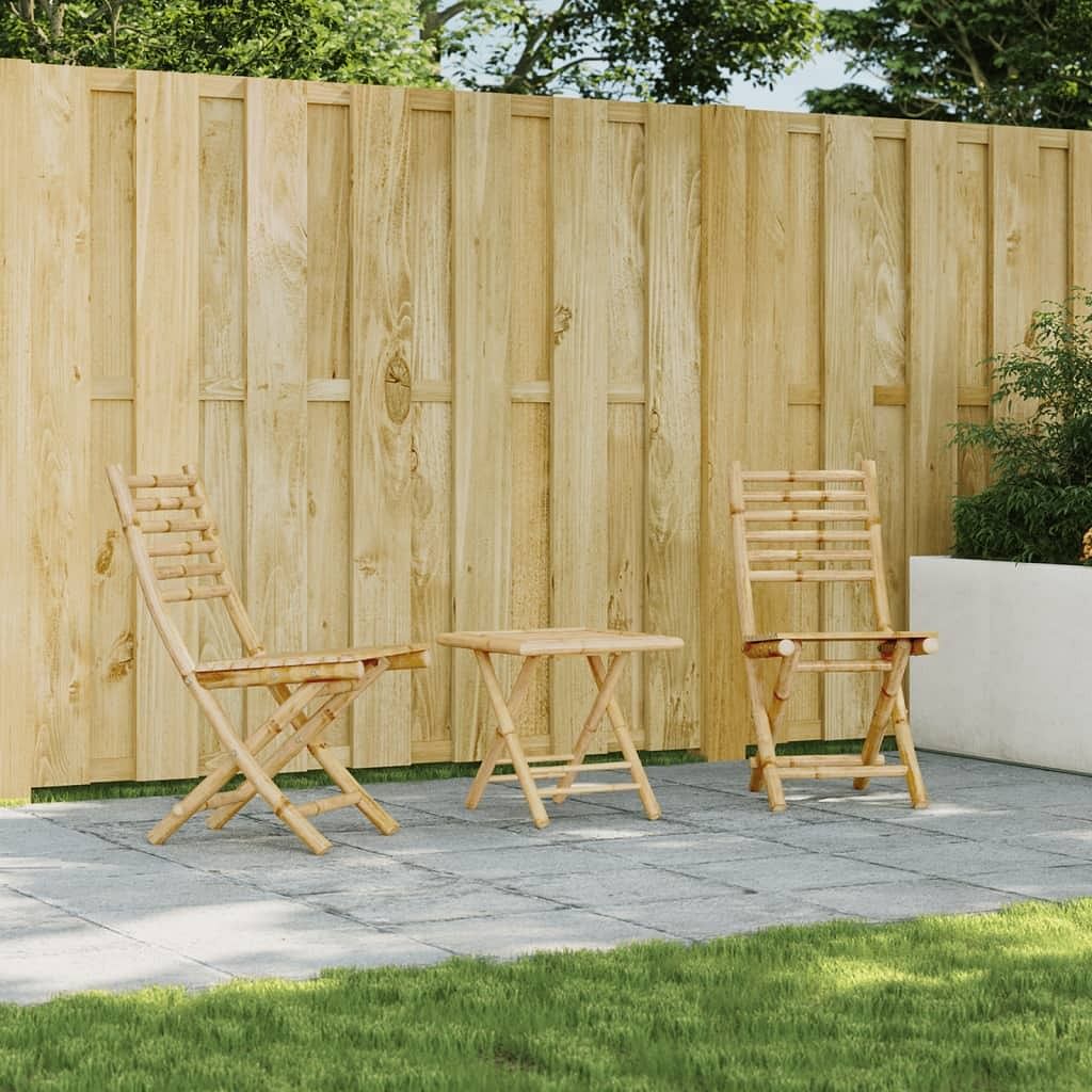 Garden chair set of 2 natural bamboo 16.9 x 21.3 x 34.6 in