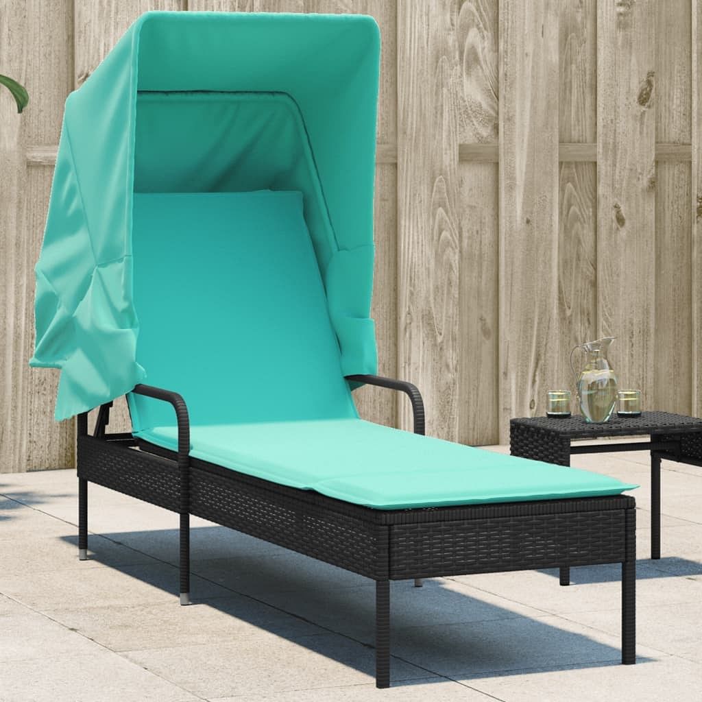 Patio sun lounger black and turquoise