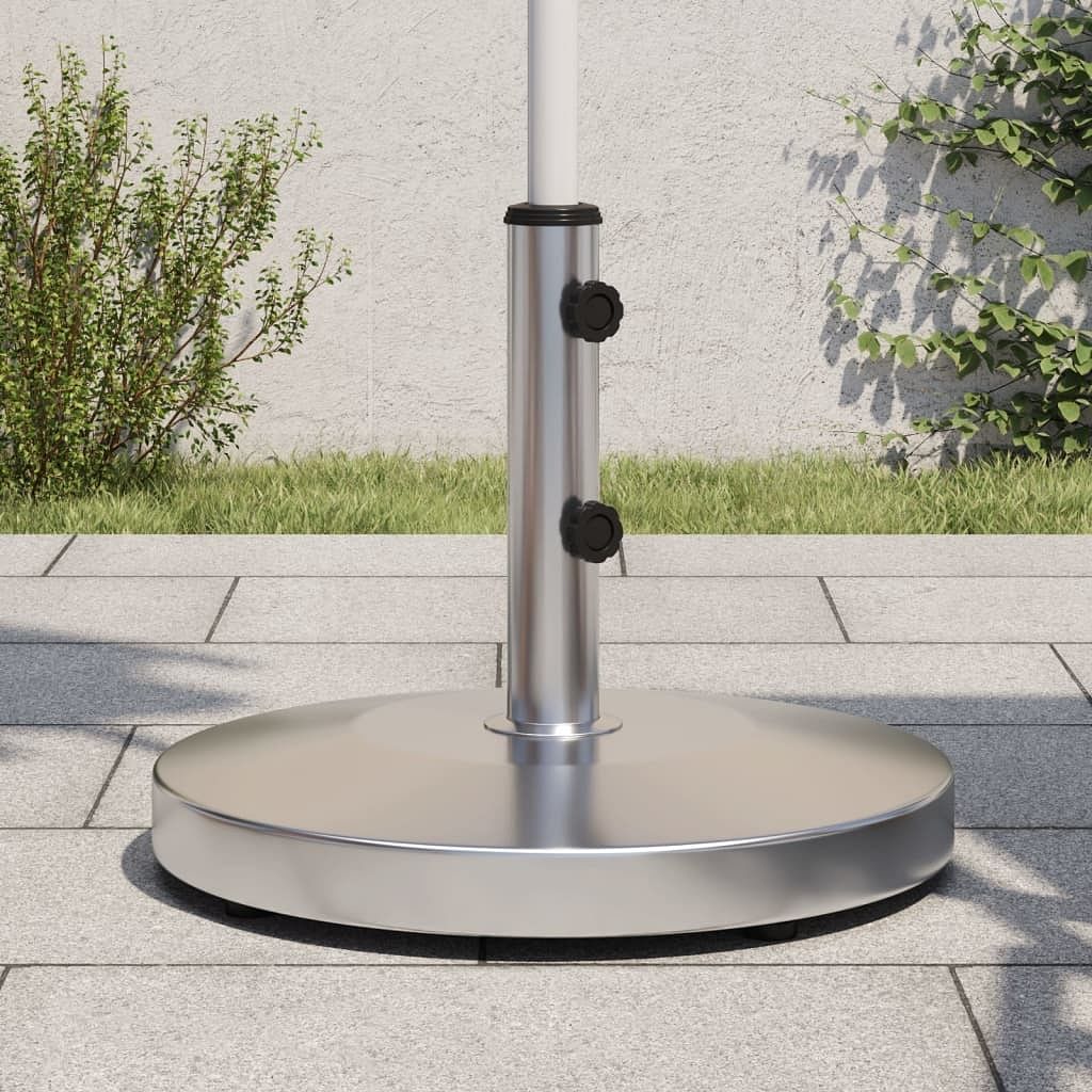 Parasol base silver stainless steel, concrete large parasol base