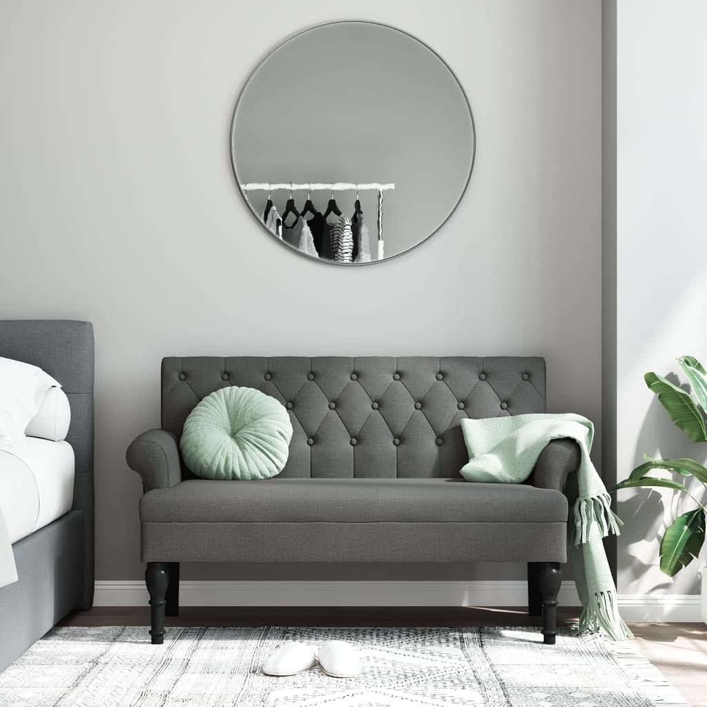 Bench dark grey plywood, polyester, rubber wood, foam medium