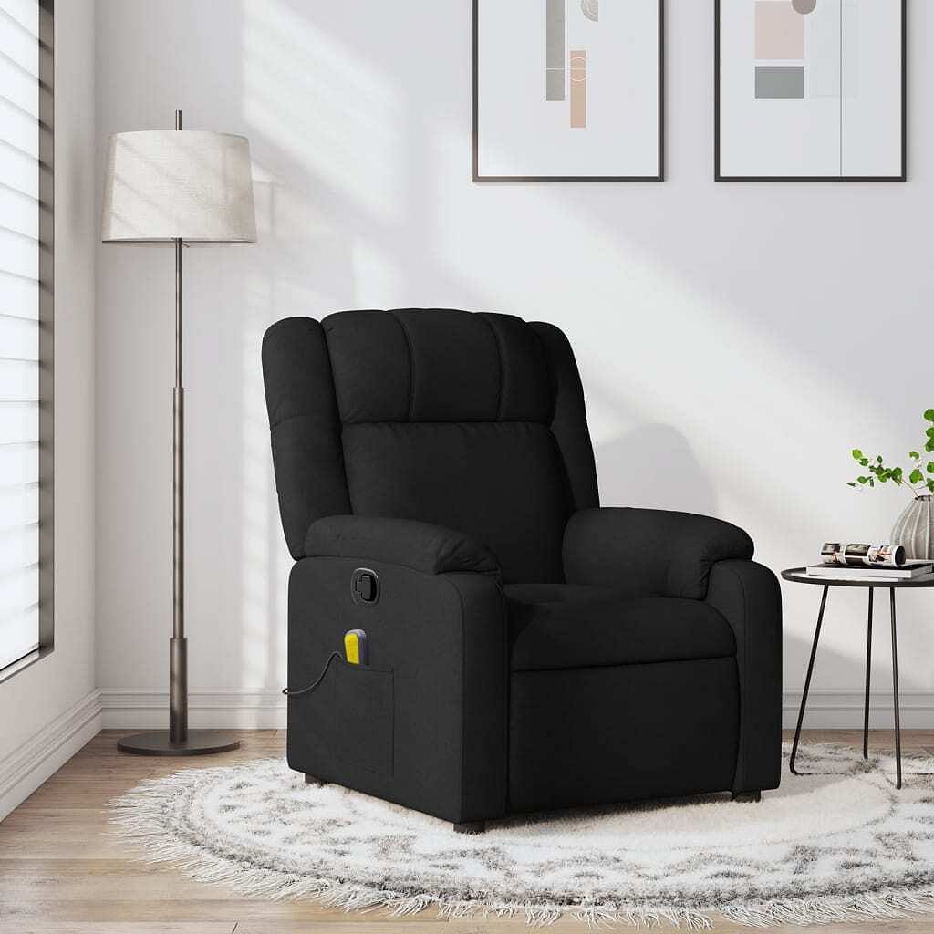 Massage recliner chair black polyester, metal, plywood medium
