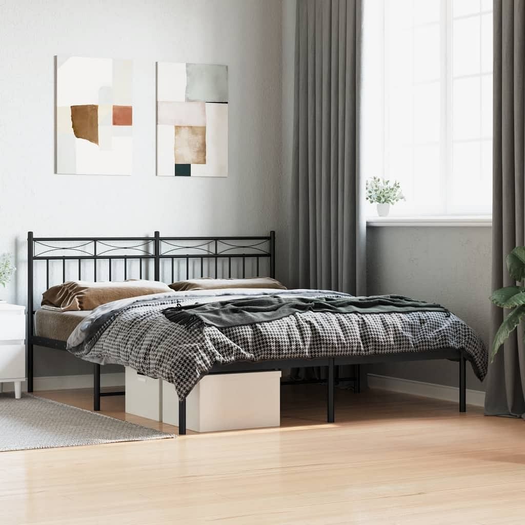 Bed frame black steel king size bed frame rectangular