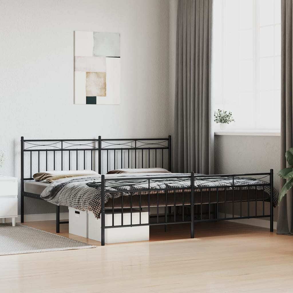 Bed frame black steel full bed frame rectangular modern
