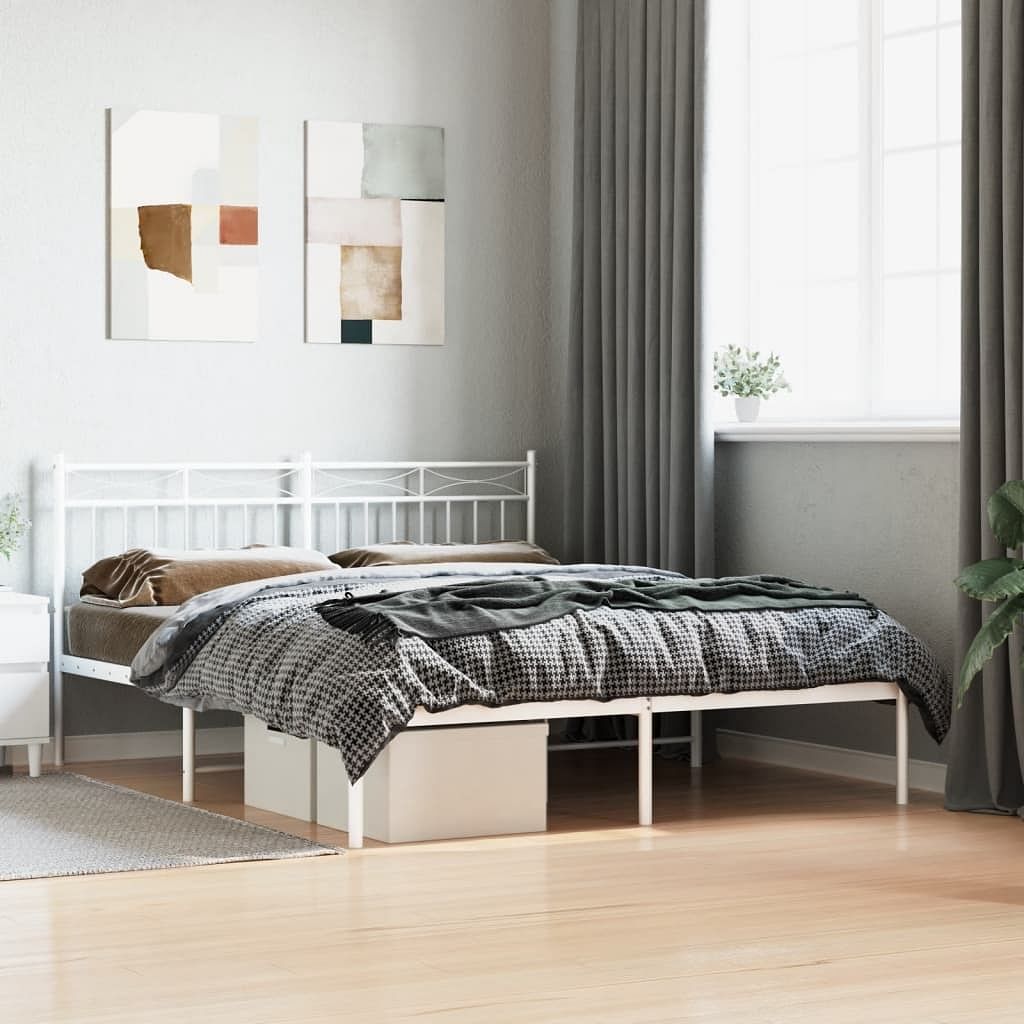 Bed frame white steel king size bed frame rectangular