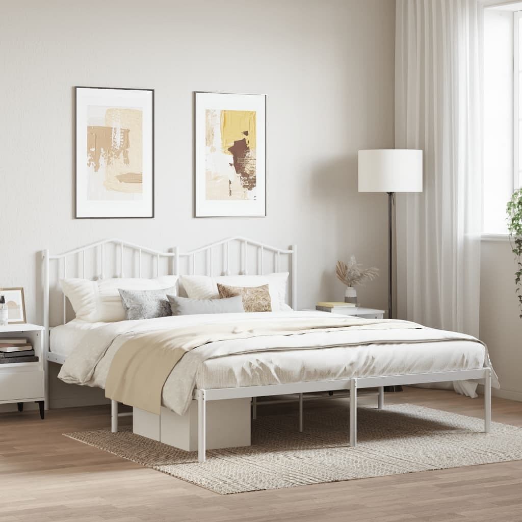 Bed frame white steel 72 x 84 in bed frame rectangular modern