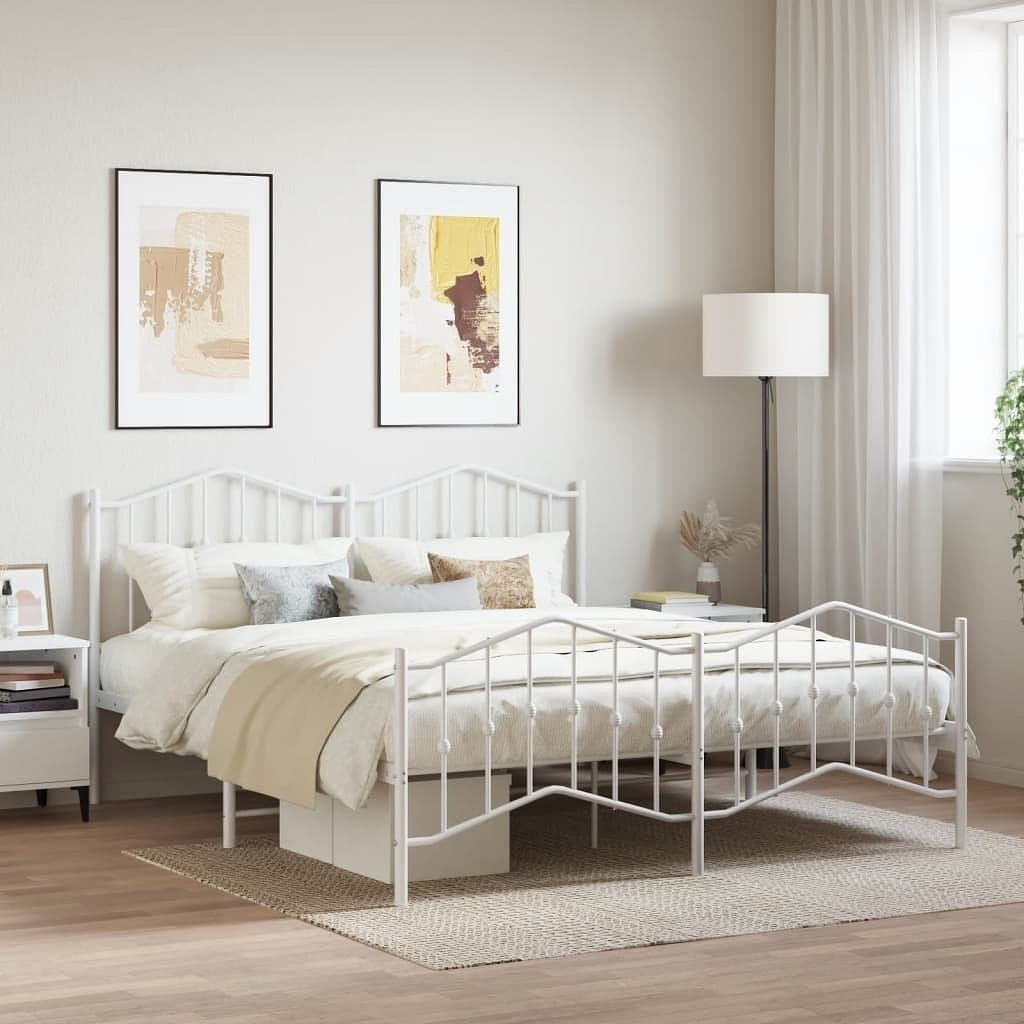 Bed frame white powder-coated steel 72 x 84 in bed frame