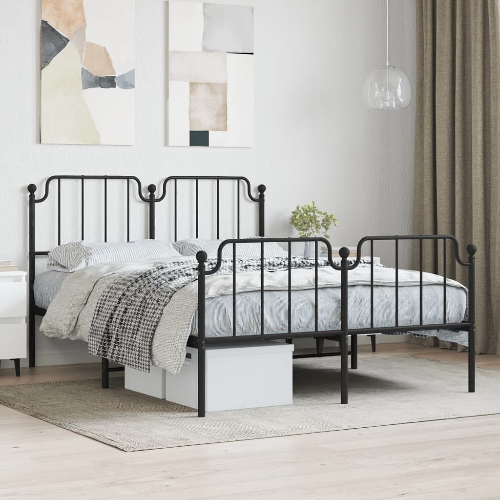 Bed frame black powder-coated steel 53.1 x 74.8 in bed frame