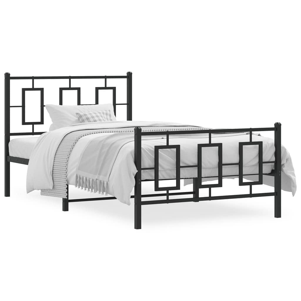 Bed frame black powder-coated steel twin bed frame rectangular
