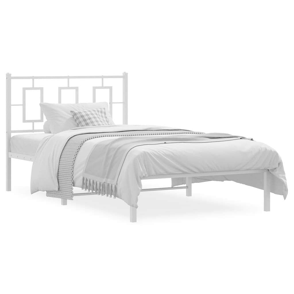 Bed frame white powder-coated steel twin bed frame rectangular
