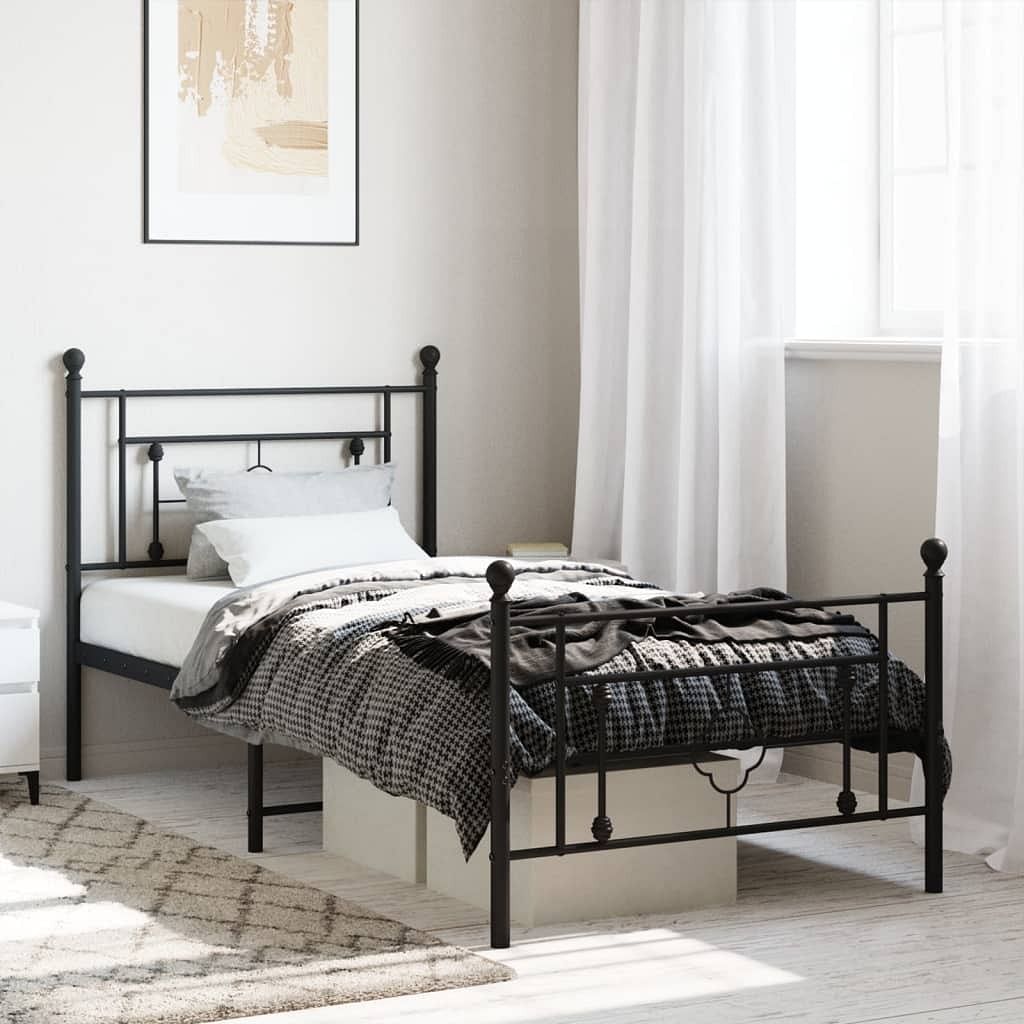 Bed frame black steel single bed frame rectangular modern