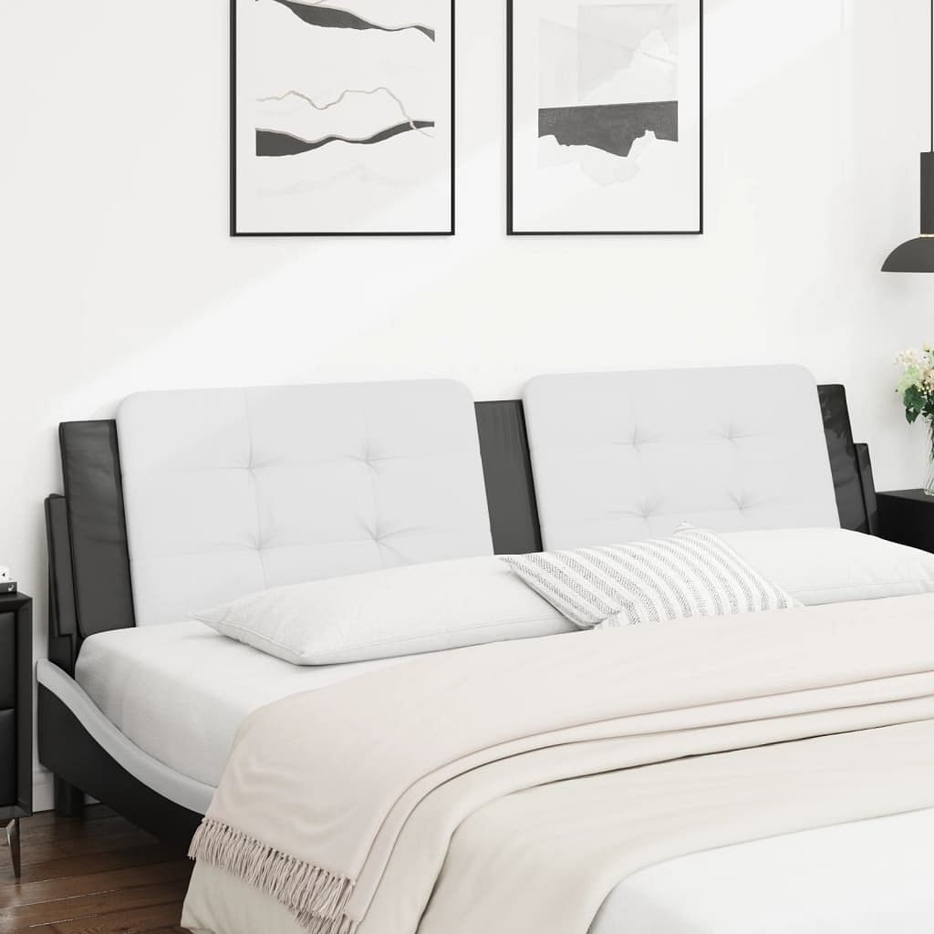 Headboard cushion white and black faux leather, foam 76.0 in