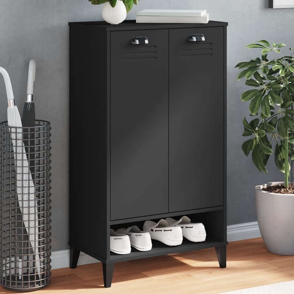 Shoe storage black engineered wood 23.6x13.8x42.1 in shoe storage