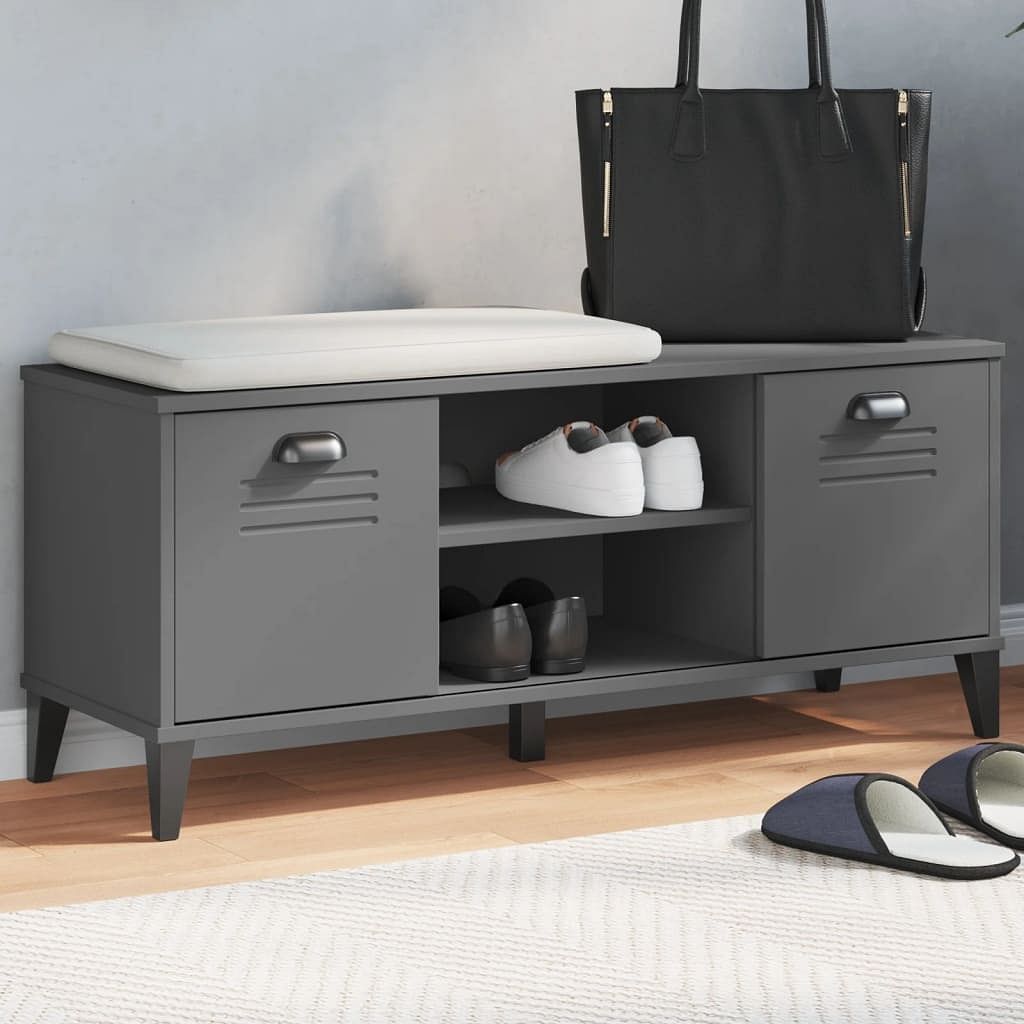 Shoe storage bench anthracite gray engineered wood medium