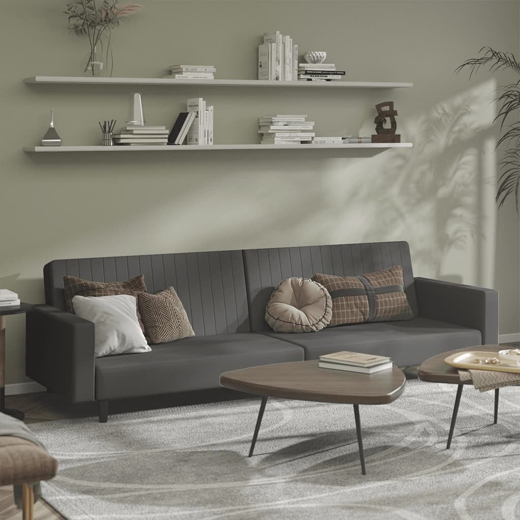 Sofa bed dark grey velvet (100% polyester), wood, foam, plastic