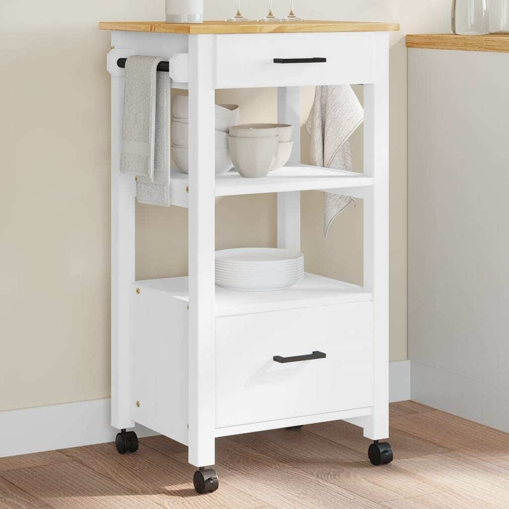 Kitchen trolley monza 18.9"x15.7"x35.4" solid wood pine