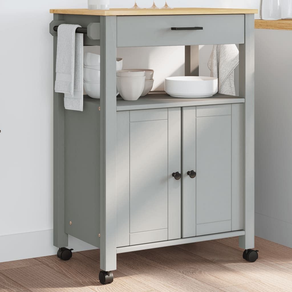 Kitchen trolley monza 23.6"x15.7"x35.4" solid wood pine