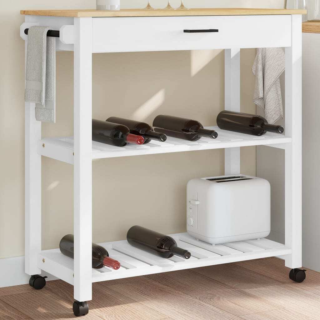 Kitchen trolley monza 33.1"x15.7"x35.4" solid wood pine