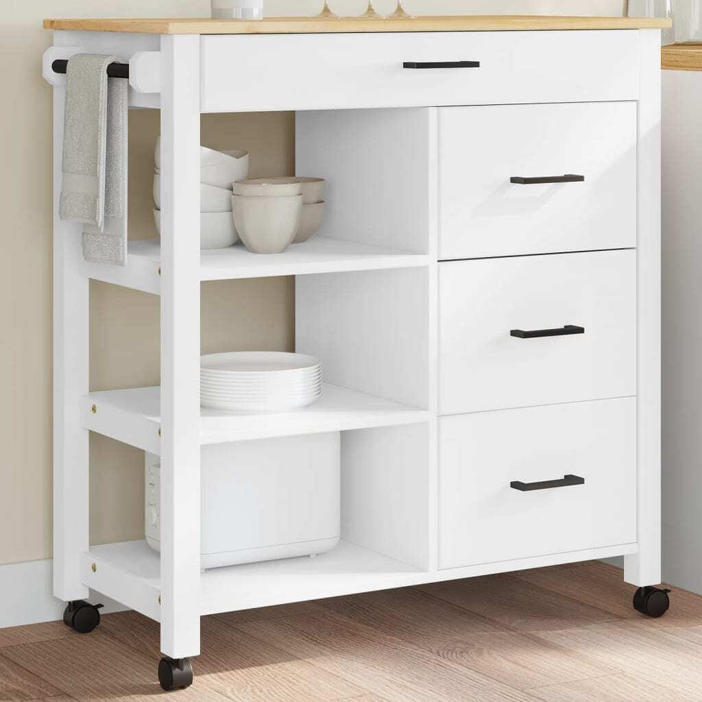 Kitchen trolley monza 33.1"x15.7"x35.4" solid wood pine