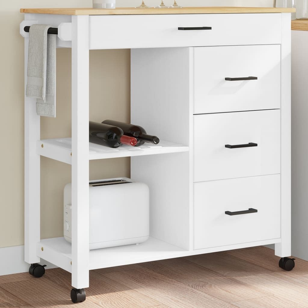 Kitchen trolley monza 33.1"x15.7"x35.4" solid wood pine