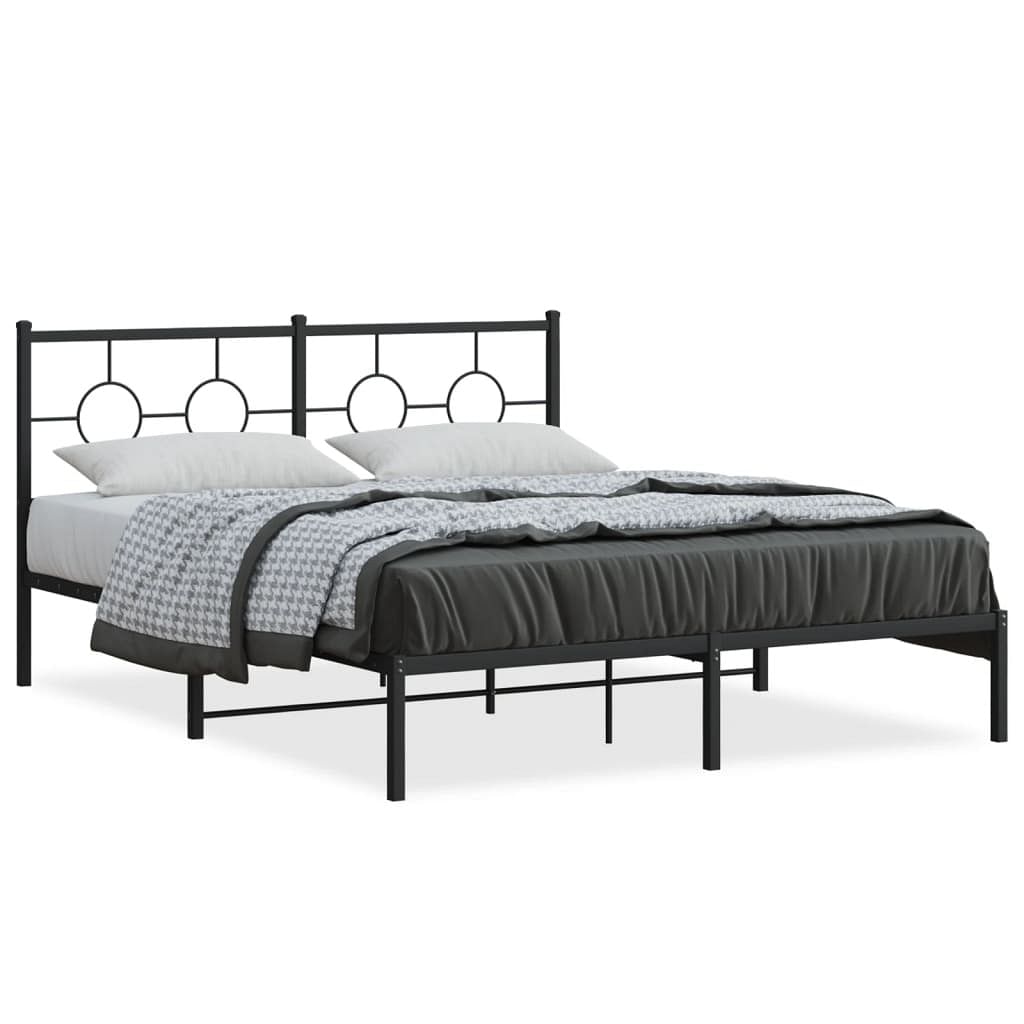 Bed frame black steel 59x79 in king size industrial bed frame