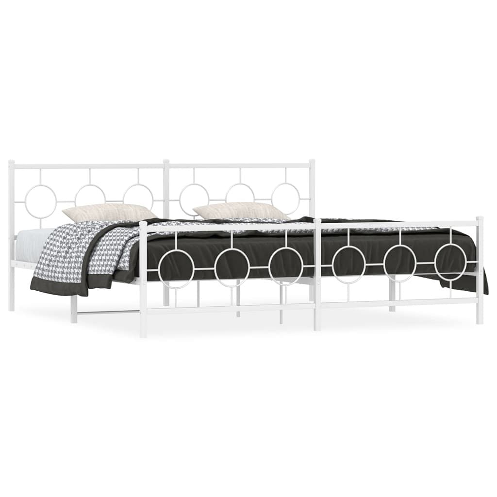 Bed frame white powder-coated steel double durable bed frame