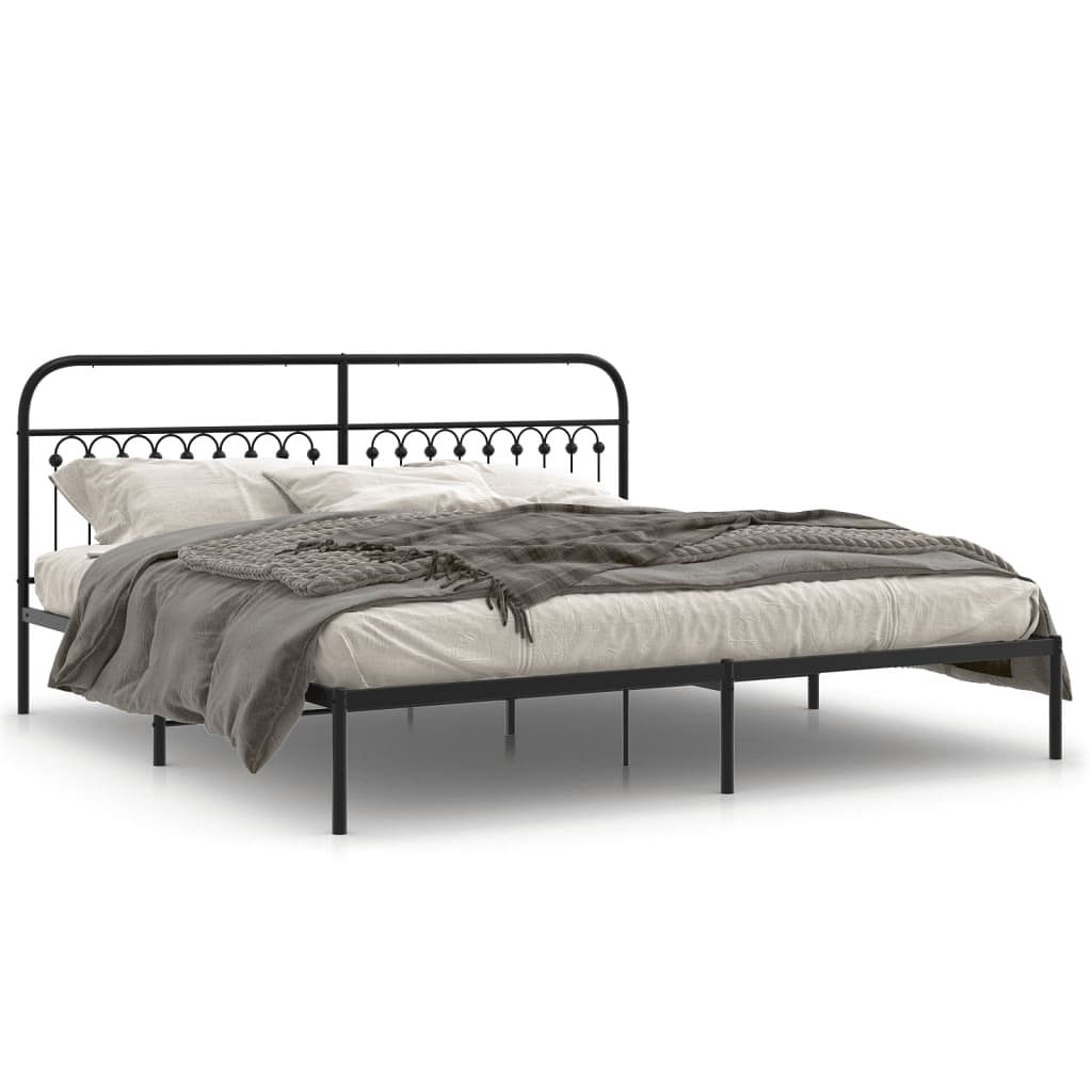 Bed frame black steel full bed frame rectangular traditional