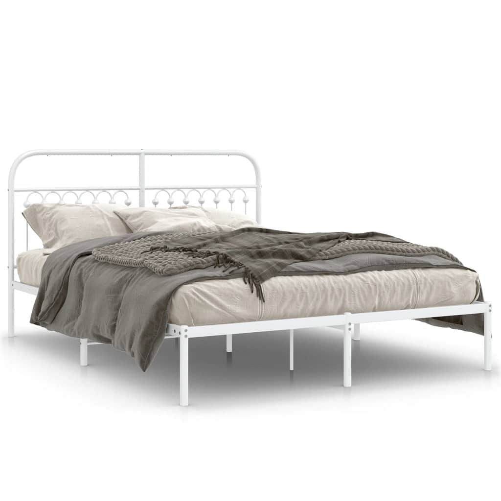 Bed frame white steel king bed frame rectangular traditional