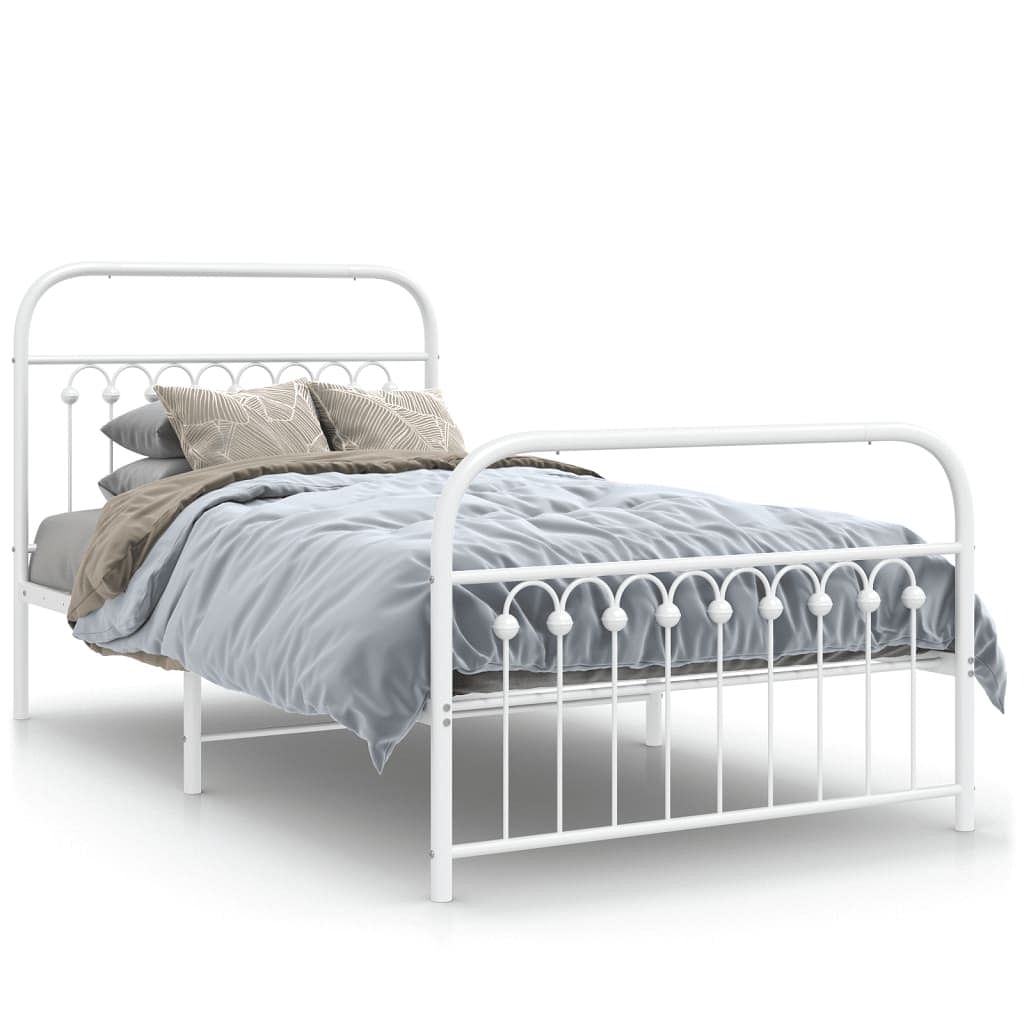 Bed frame white steel twin bed frame rectangular modern