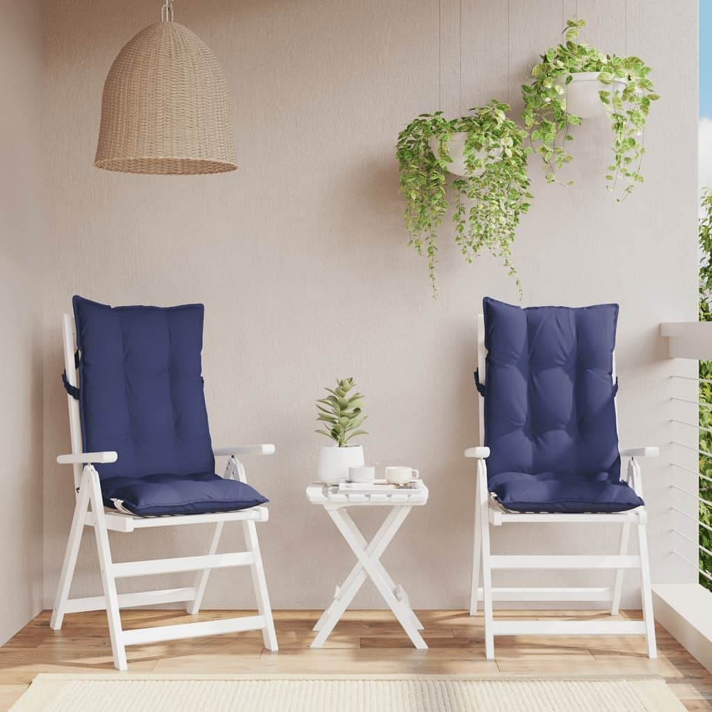 Highback chair cushion set of 2 navy blue oxford fabric