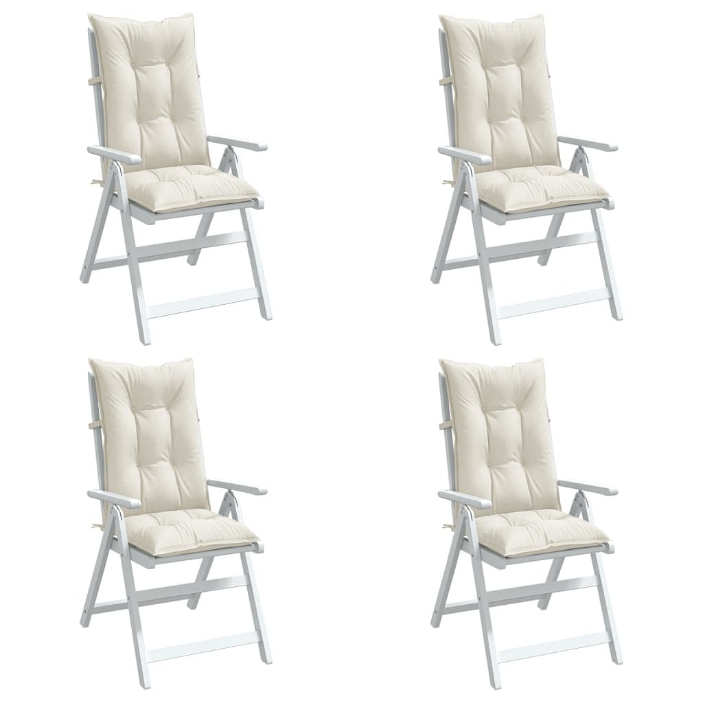 Highback chair cushion set of 4 melange cream 100% polyester