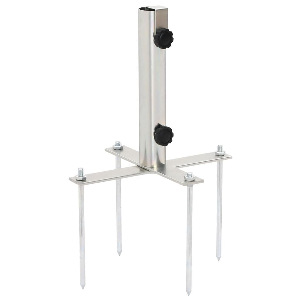 Parasol base silver steel with powder coating compact