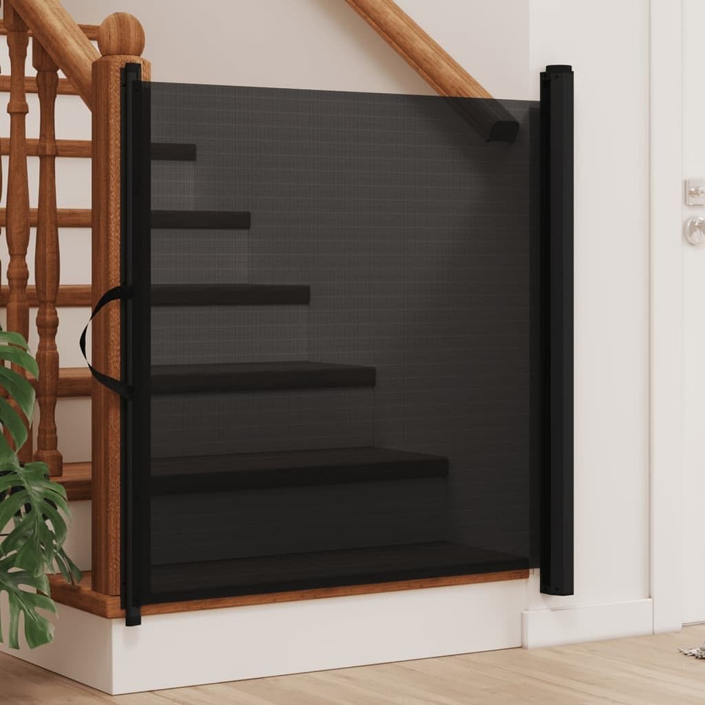 Retractable pet gate black 46.3"x49.2"