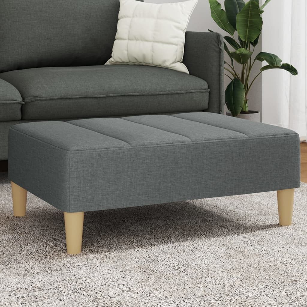 Footstool dark grey polyester, plywood, foam, plastic medium