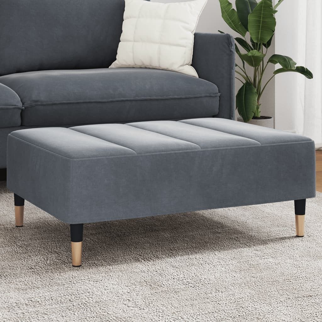 Footstool dark grey velvet (100% polyester), plywood, foam compact